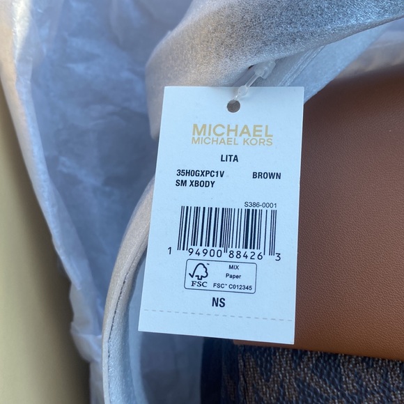 MICHAEL KORS Lita Small Two-Tone Logo and Leather Crossbody Bag - Picture 2 of 4